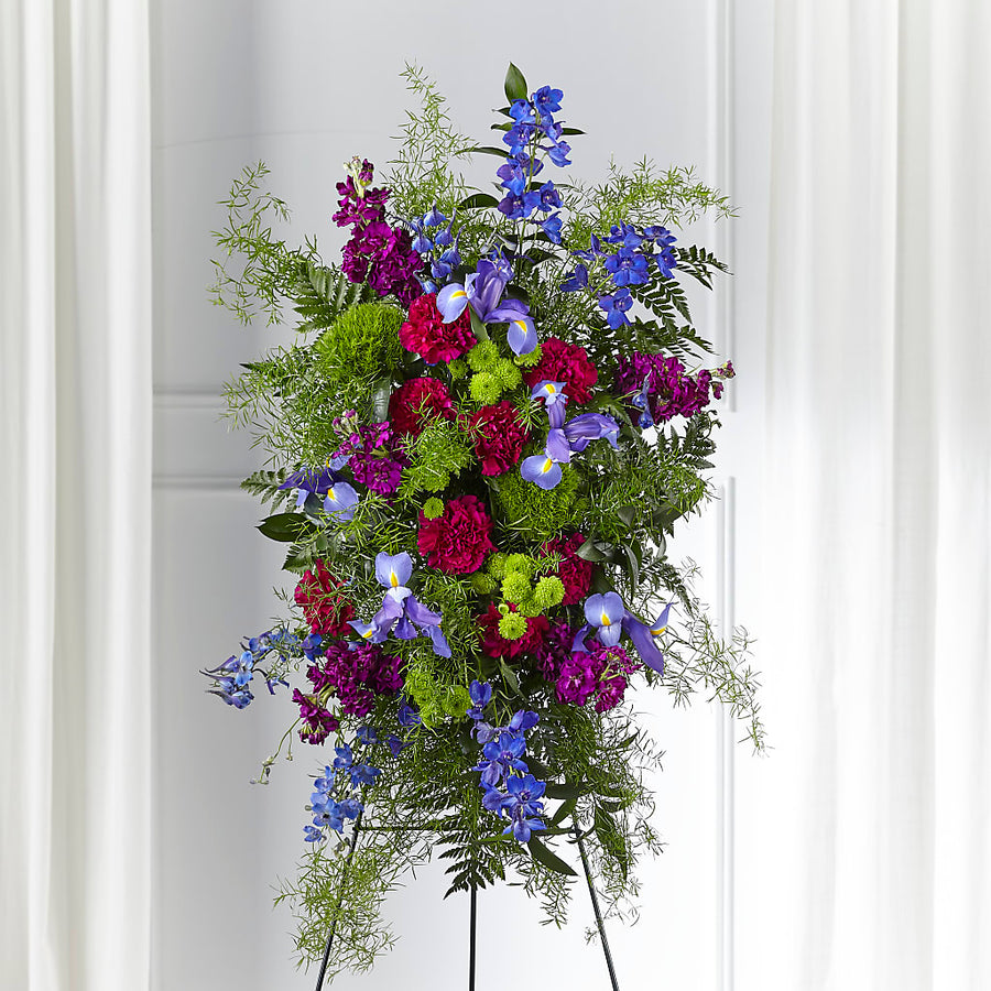 Heavenly Skies Standing Spray flower arrangement by Honeybee Floral