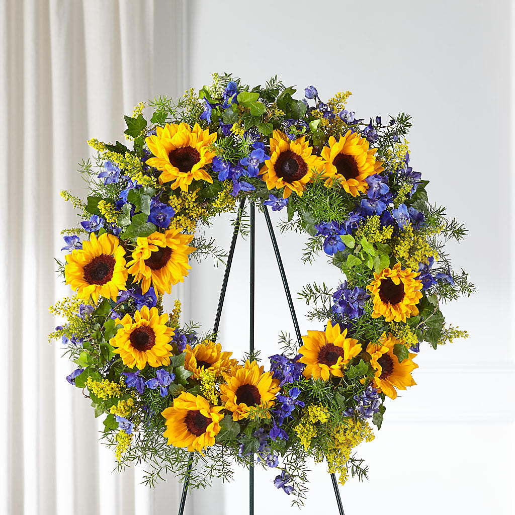 Bright Rays Wreath flower arrangement by Honeybee Floral