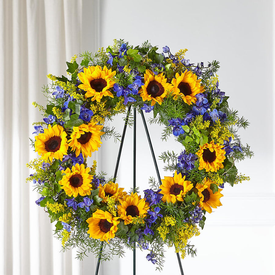 Bright Rays Wreath flower arrangement by Honeybee Floral
