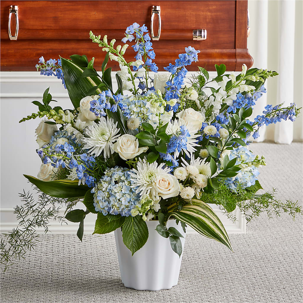 Everlasting Memories Floor Basket flower arrangement by Honeybee Floral