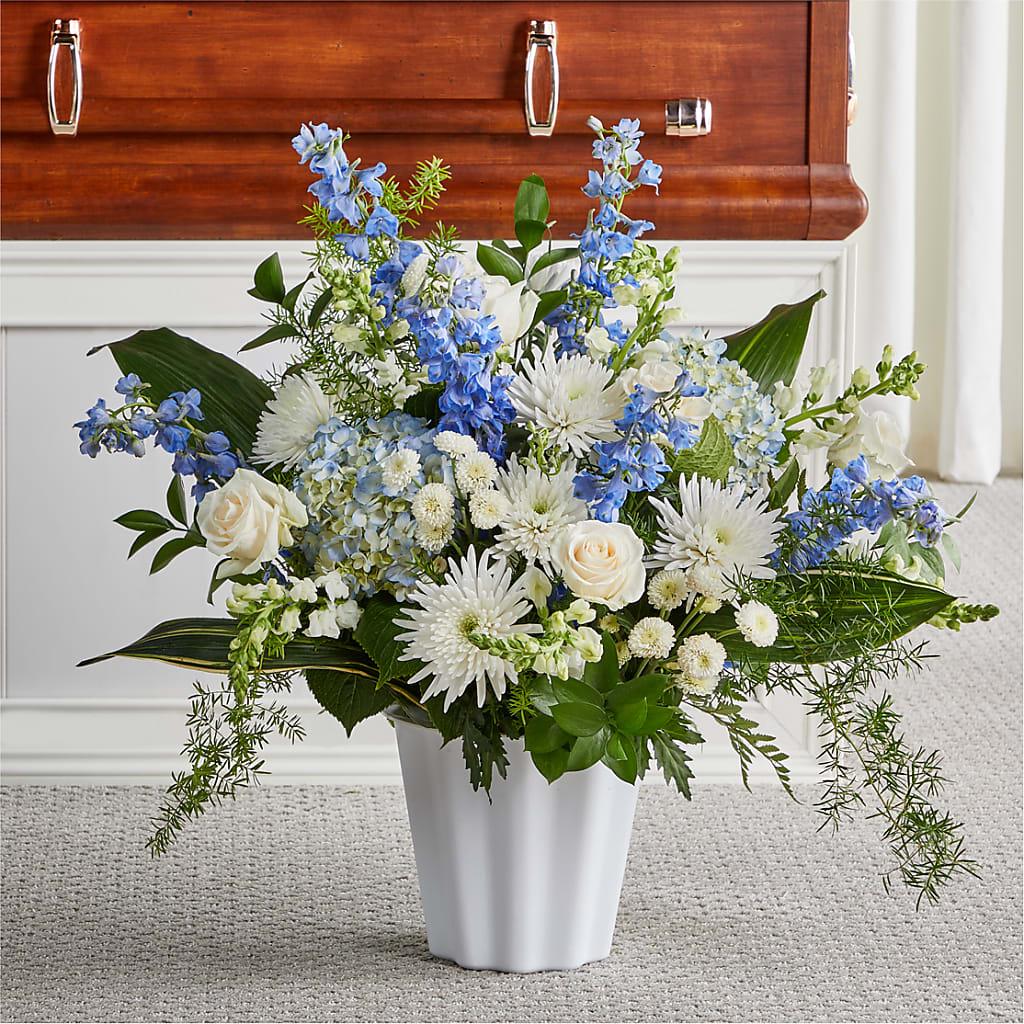 Everlasting Memories Floor Basket flower arrangement by Honeybee Floral