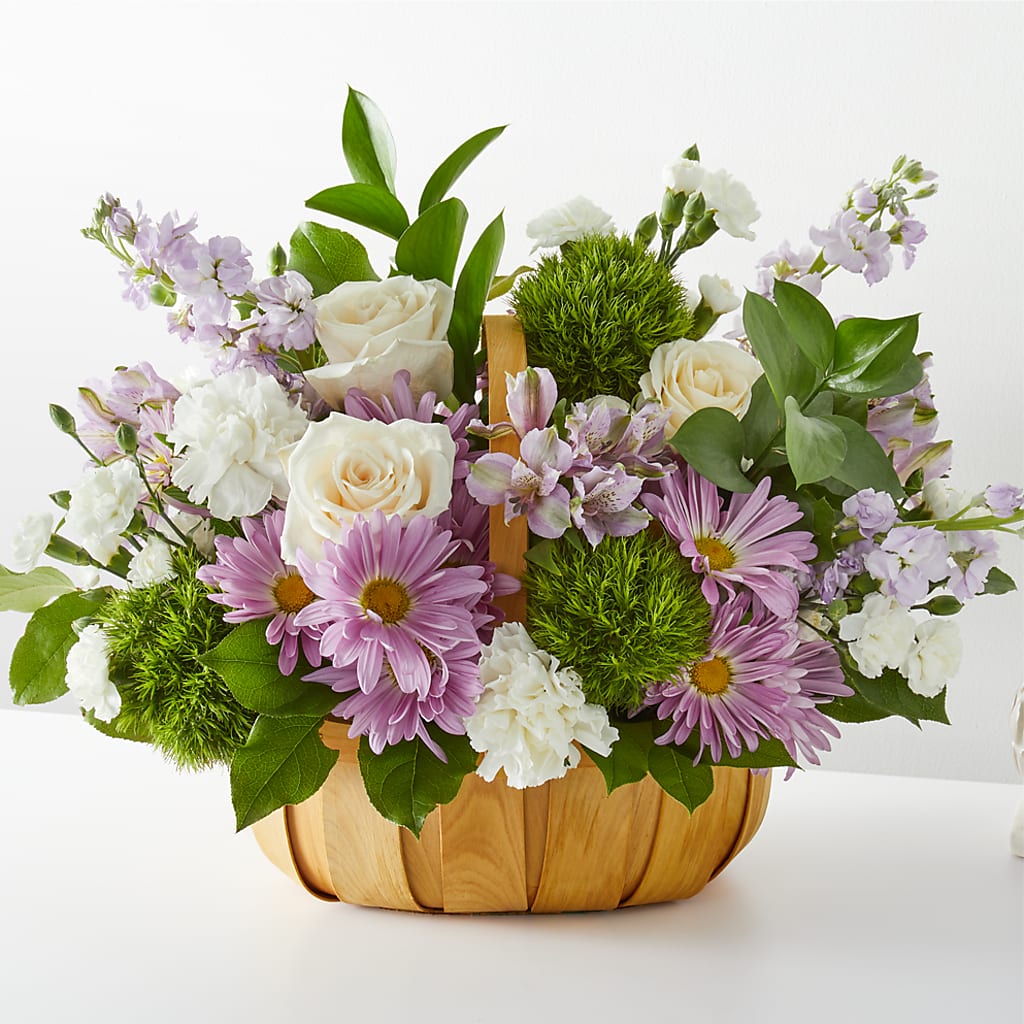 Peace & Love Basket flower arrangement by Honeybee Floral