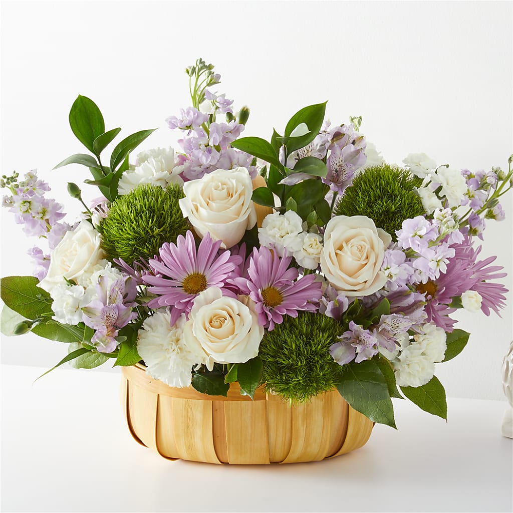 Peace & Love Basket flower arrangement by Honeybee Floral