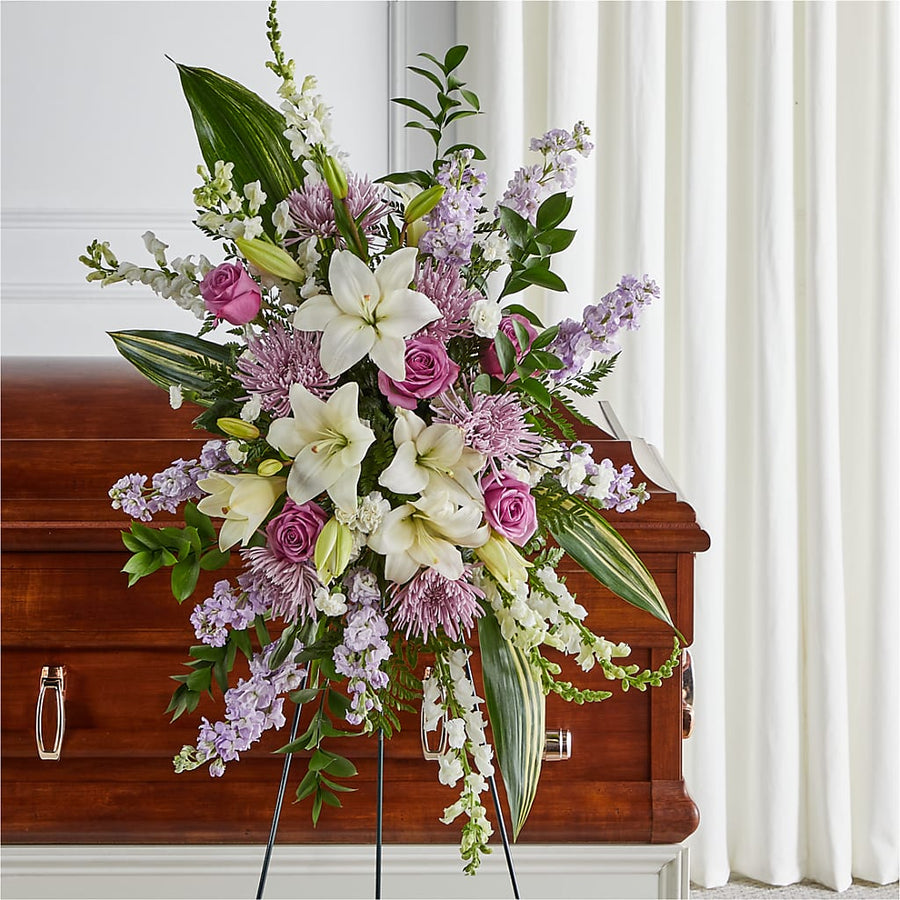 Grateful Hearts Standing Spray flower arrangement by Honeybee Floral