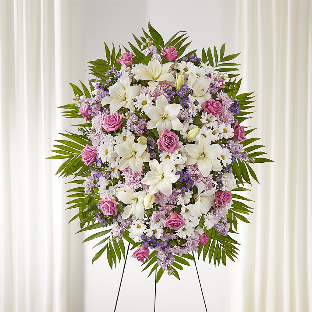 Surrounded by Love Standing Spray flower arrangement by Honeybee Floral
