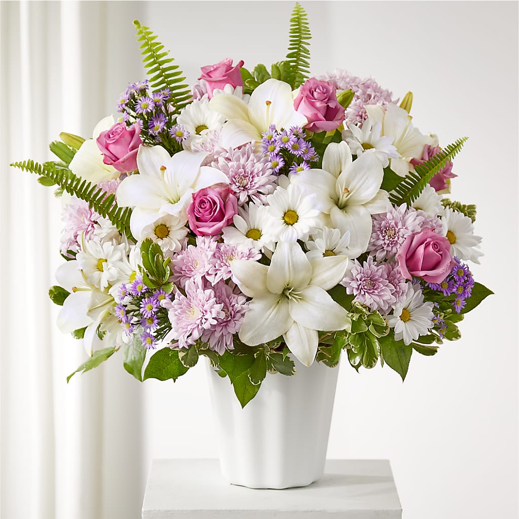 Warmest Thoughts Tabletop Basket flower arrangement by Honeybee Floral