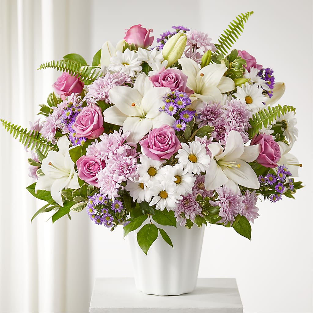 Warmest Thoughts Tabletop Basket flower arrangement by Honeybee Floral