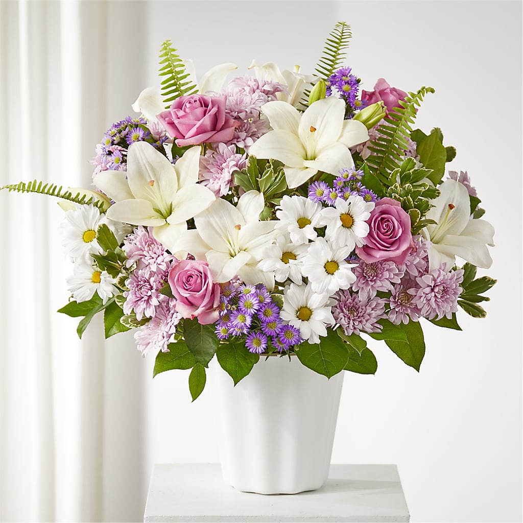 Warmest Thoughts Tabletop Basket flower arrangement by Honeybee Floral