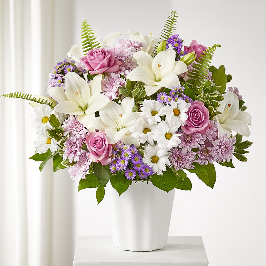 Warmest Thoughts Tabletop Basket flower arrangement by Honeybee Floral