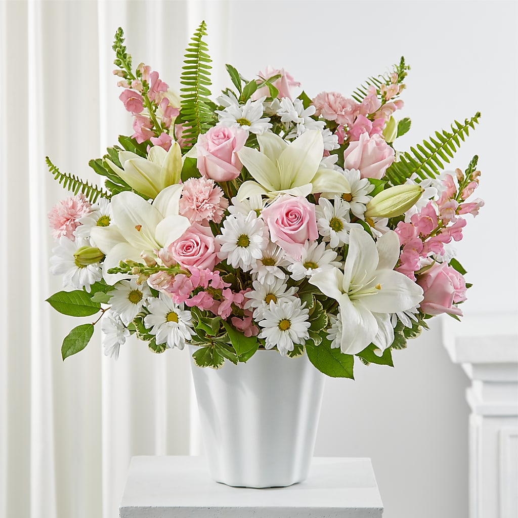 Soft Touch Tabletop Basket flower arrangement by Honeybee Floral