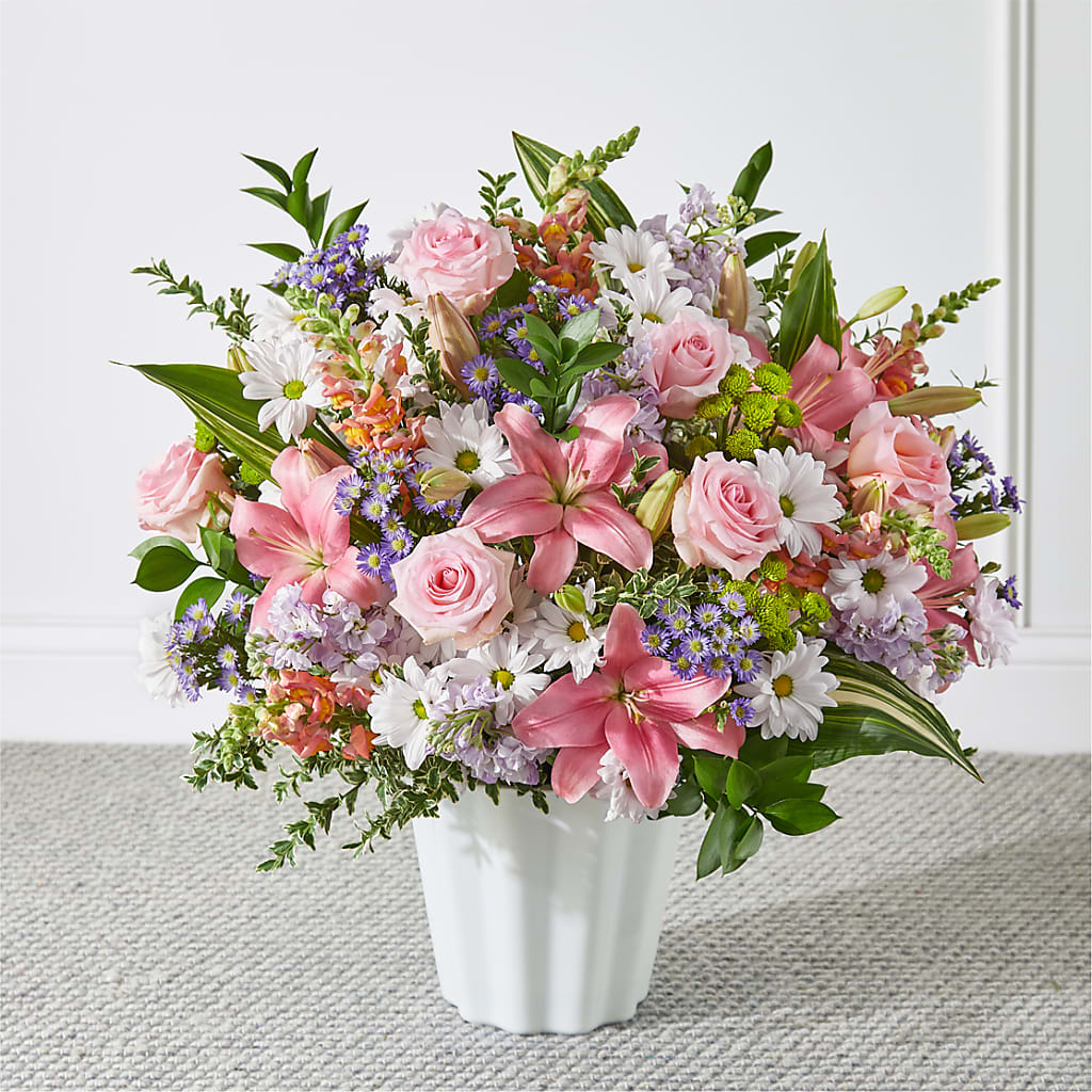 Abundant Compassion Floor Basket flower arrangement by Honeybee Floral