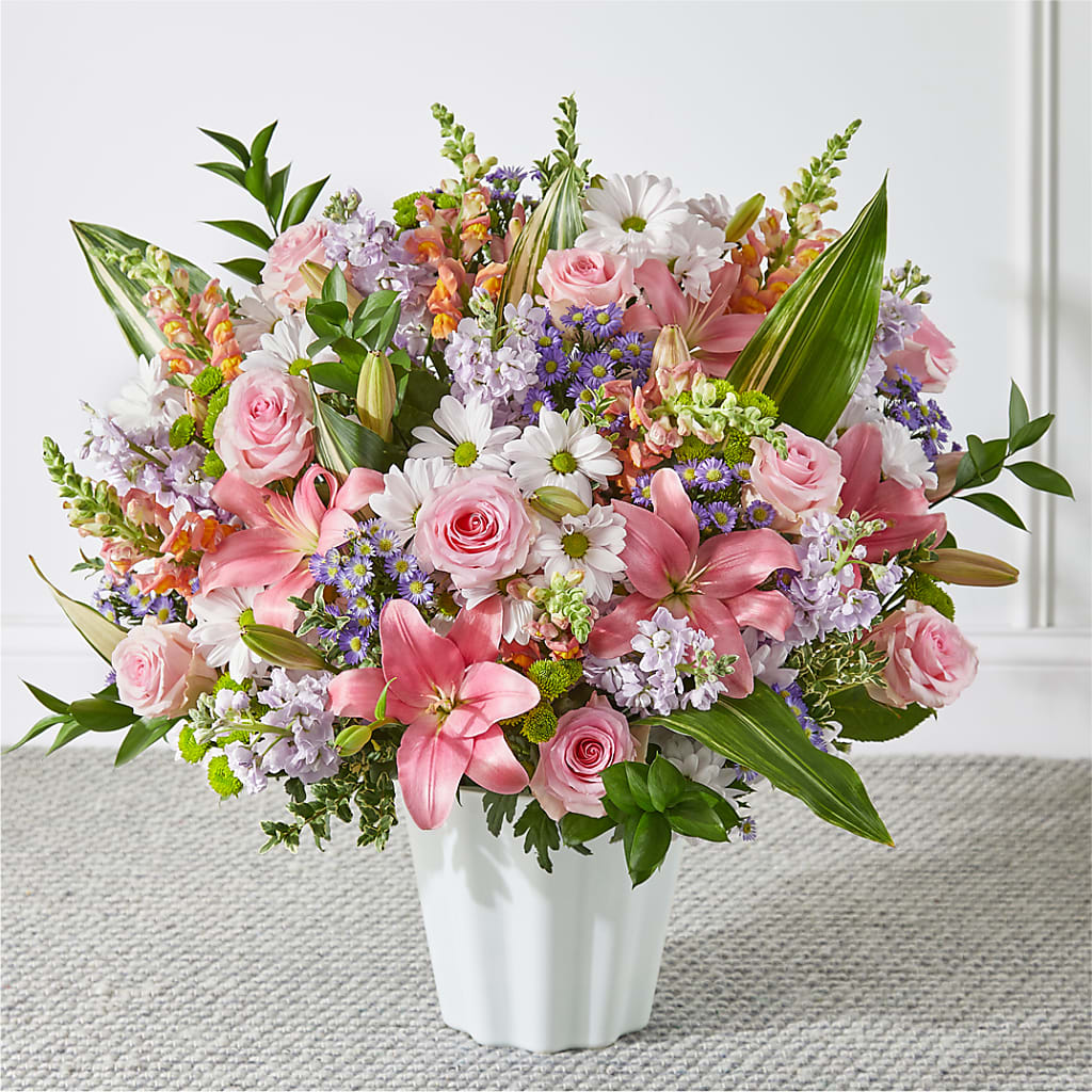Abundant Compassion Floor Basket flower arrangement by Honeybee Floral