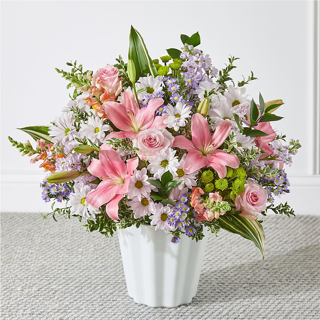 Abundant Compassion Floor Basket flower arrangement by Honeybee Floral