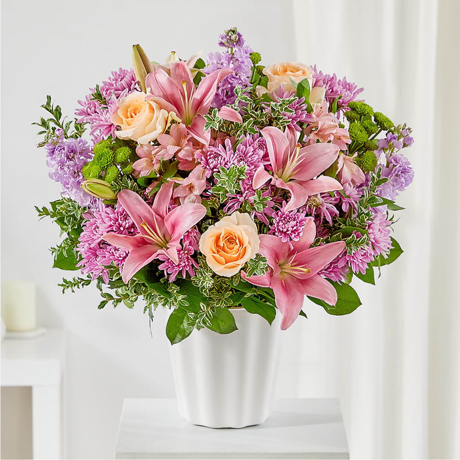 Supportive Embrace Tabletop Basket flower arrangement by Honeybee Floral