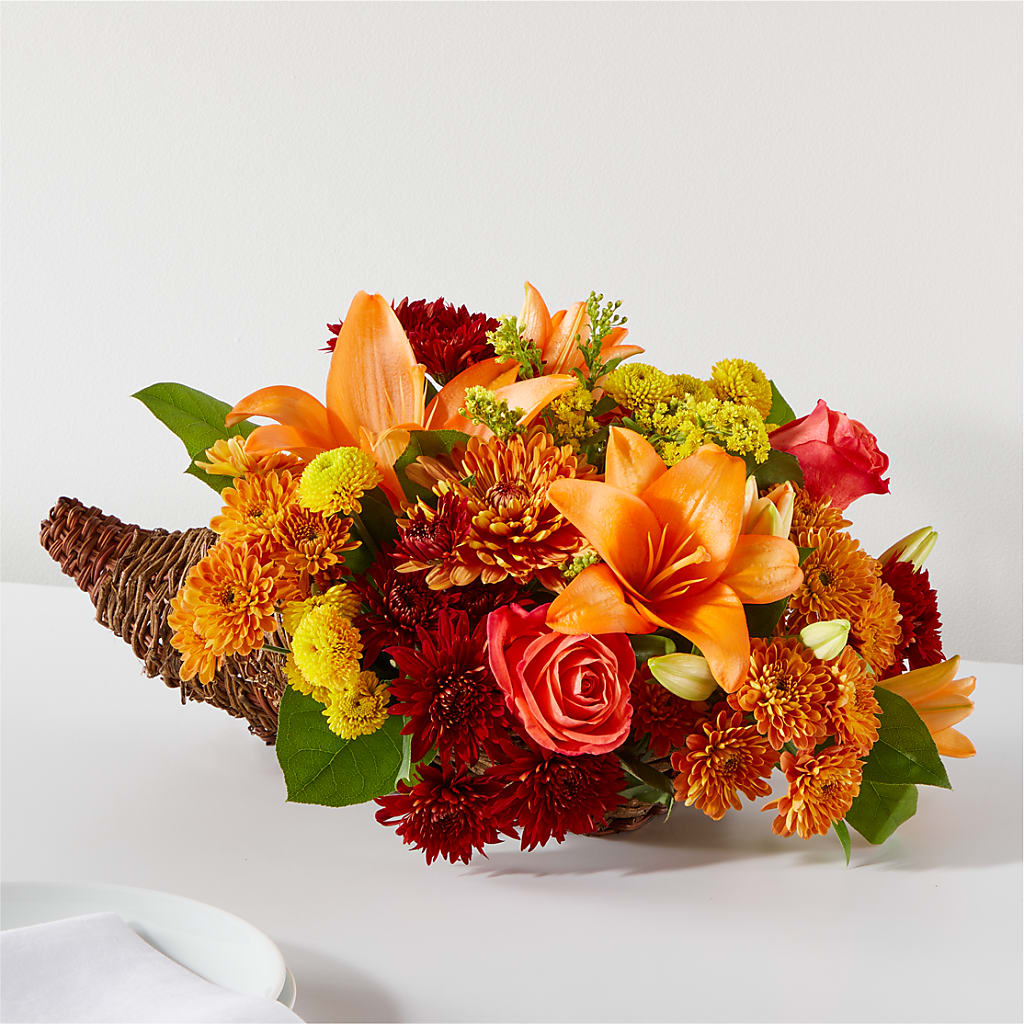 Bouquet of Blessings Cornucopia flower arrangement by Honeybee Floral