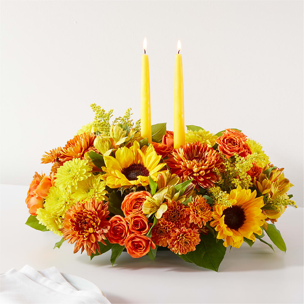 Autumn Harmony Centerpiece flower arrangement by Honeybee Floral