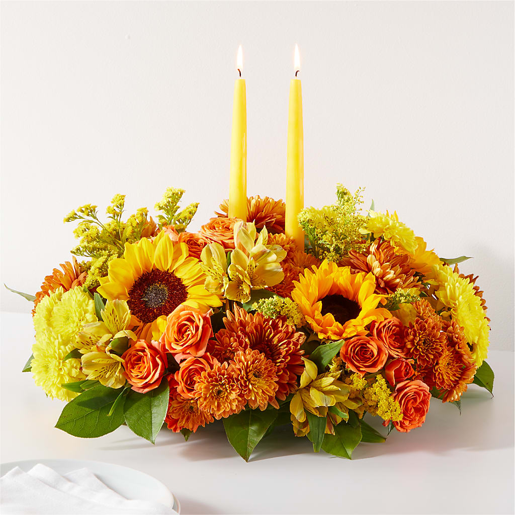 Autumn Harmony Centerpiece flower arrangement by Honeybee Floral