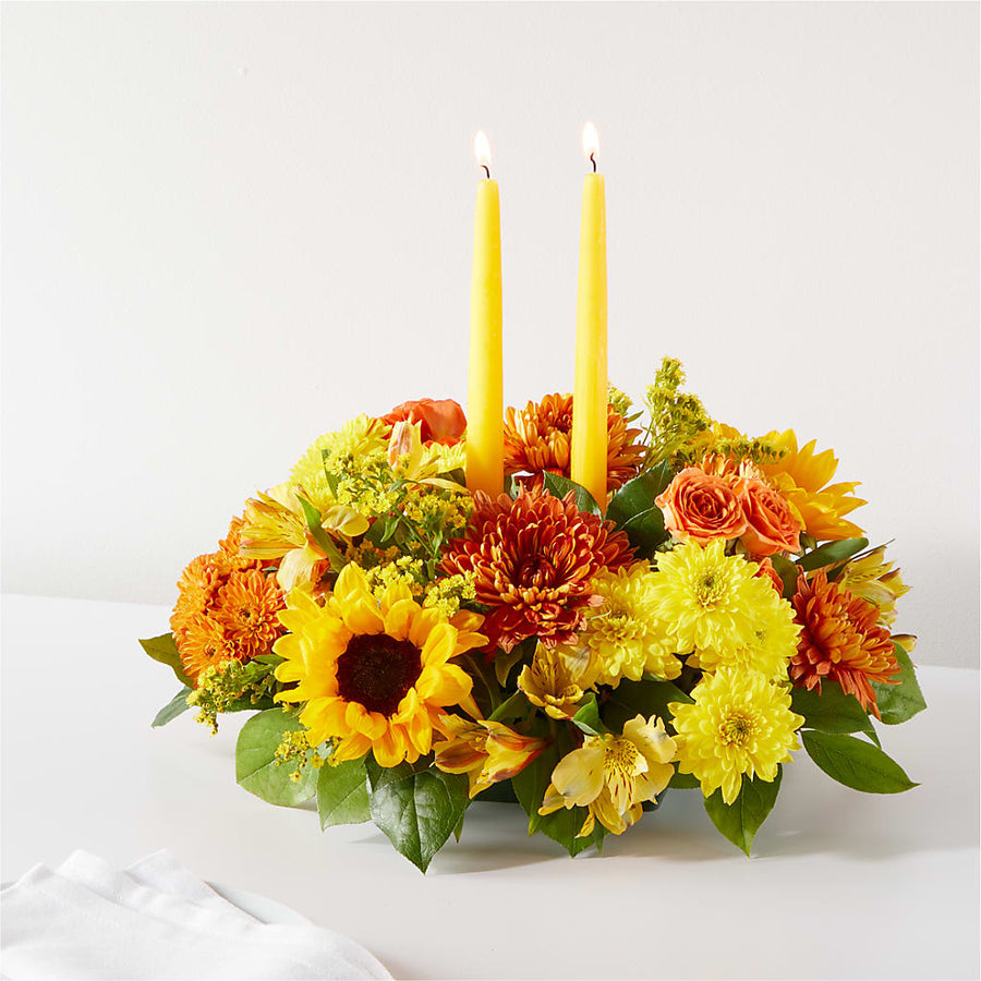 Autumn Harmony Centerpiece flower arrangement by Honeybee Floral