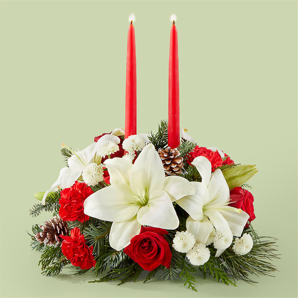 Seasonal Festivities Centerpiece flower arrangement by Honeybee Floral