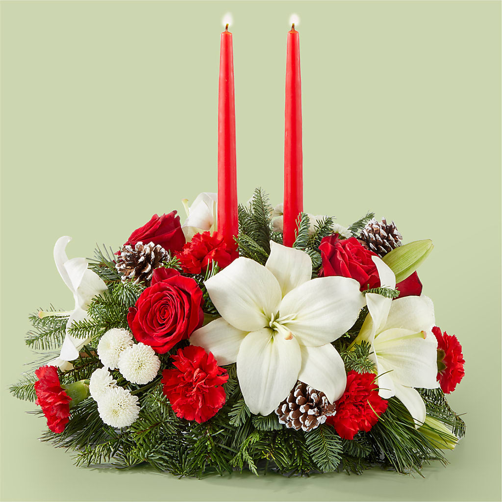 Seasonal Festivities Centerpiece flower arrangement by Honeybee Floral