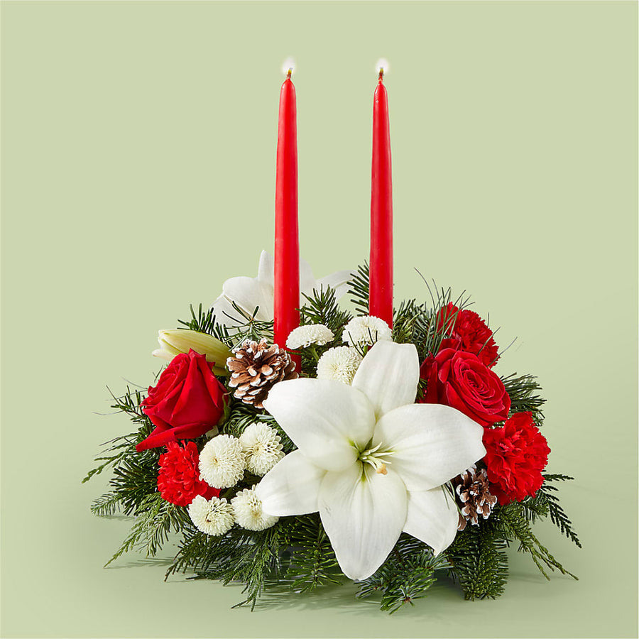 Seasonal Festivities Centerpiece flower arrangement by Honeybee Floral