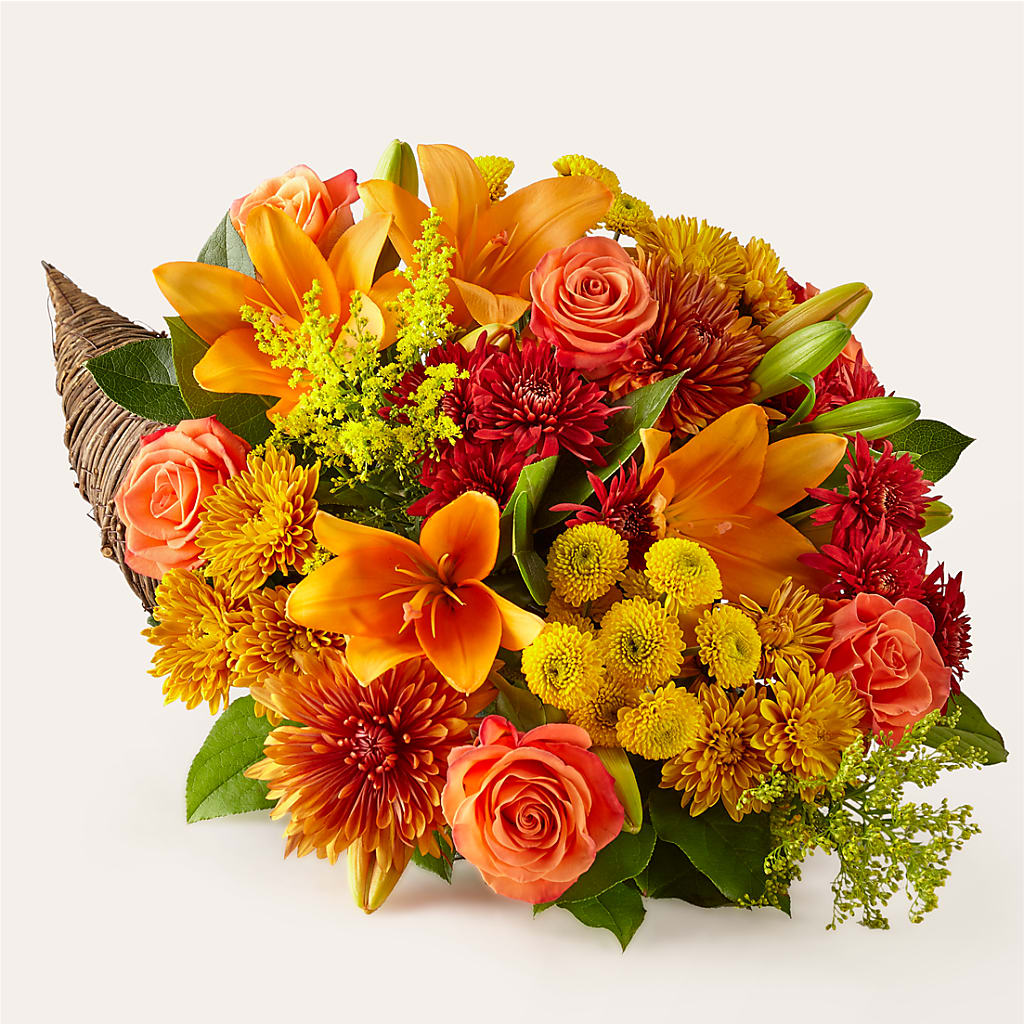 Feast of Color Cornucopia flower arrangement by Honeybee Floral