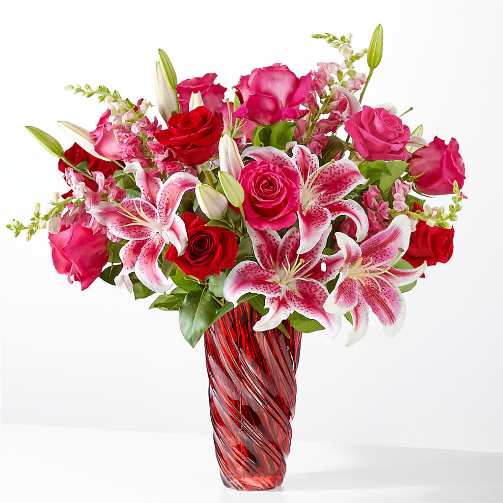 Always You Bouquet with Luxe Swirl Vase flower arrangement by Honeybee Floral
