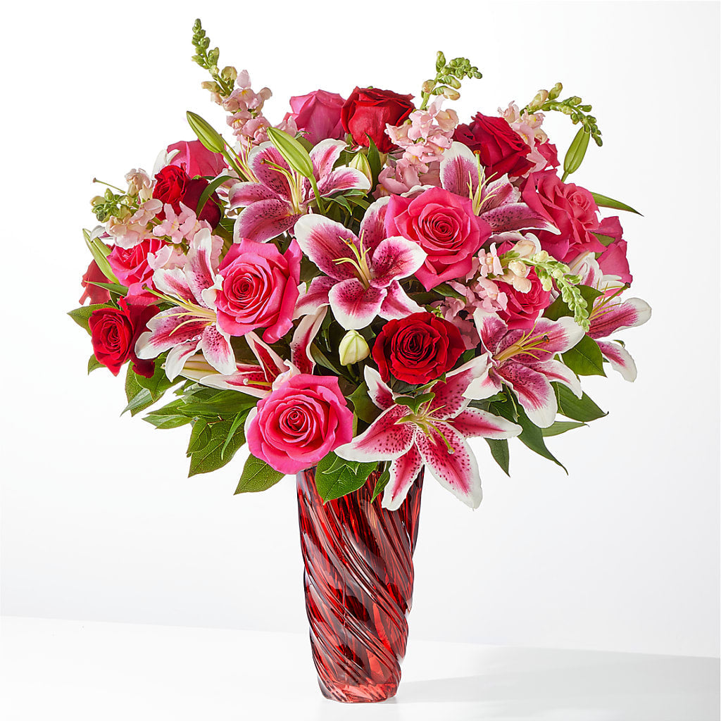 Always You Bouquet with Luxe Swirl Vase flower arrangement by Honeybee Floral