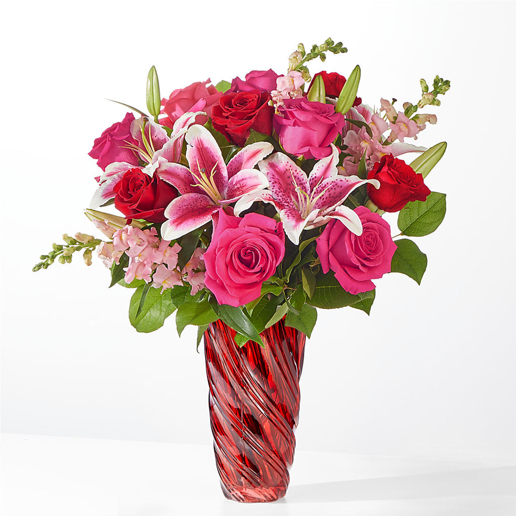 Always You Bouquet with Luxe Swirl Vase flower arrangement by Honeybee Floral