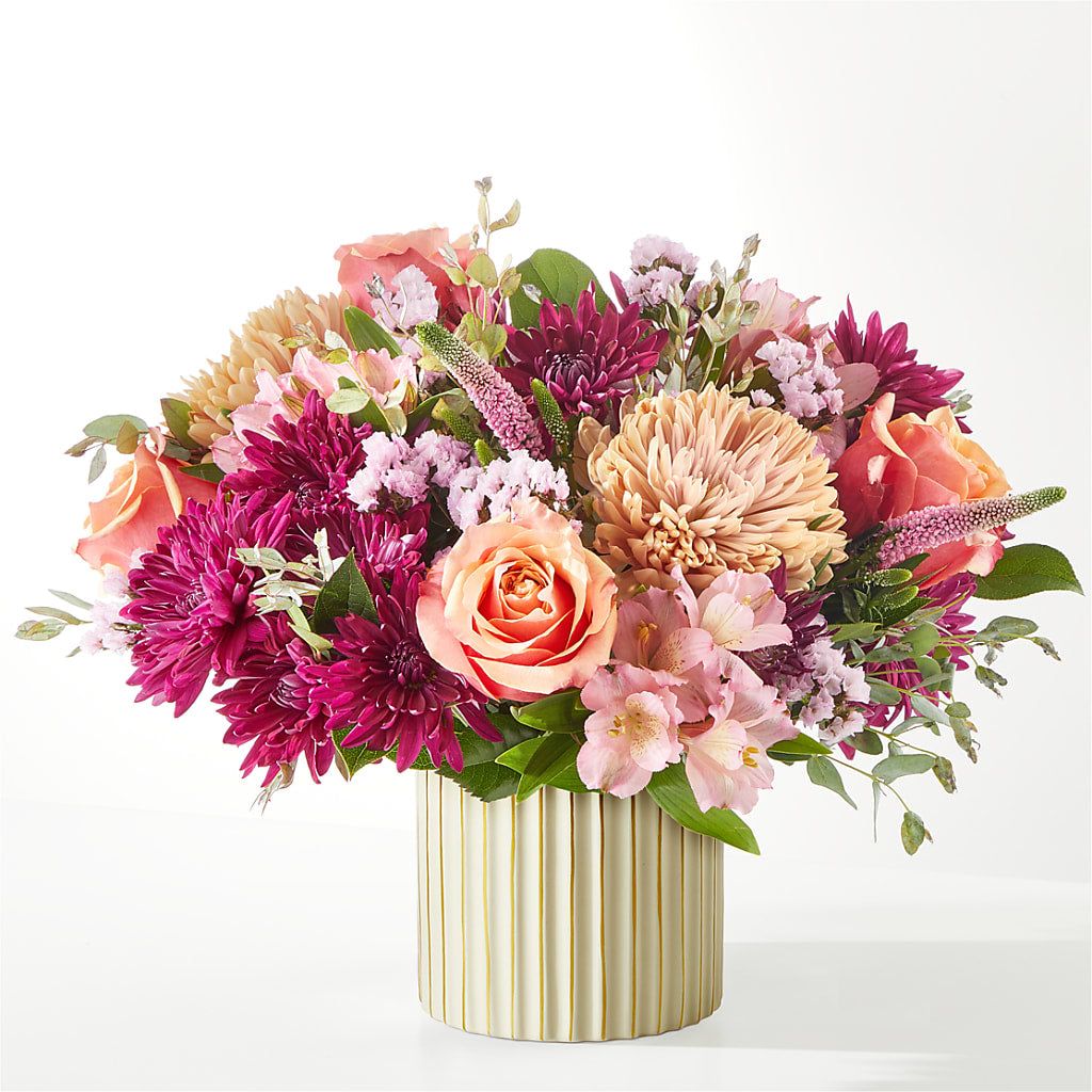 Berry Cobbler Bouquet with Ivory Vase flower arrangement by Honeybee Floral