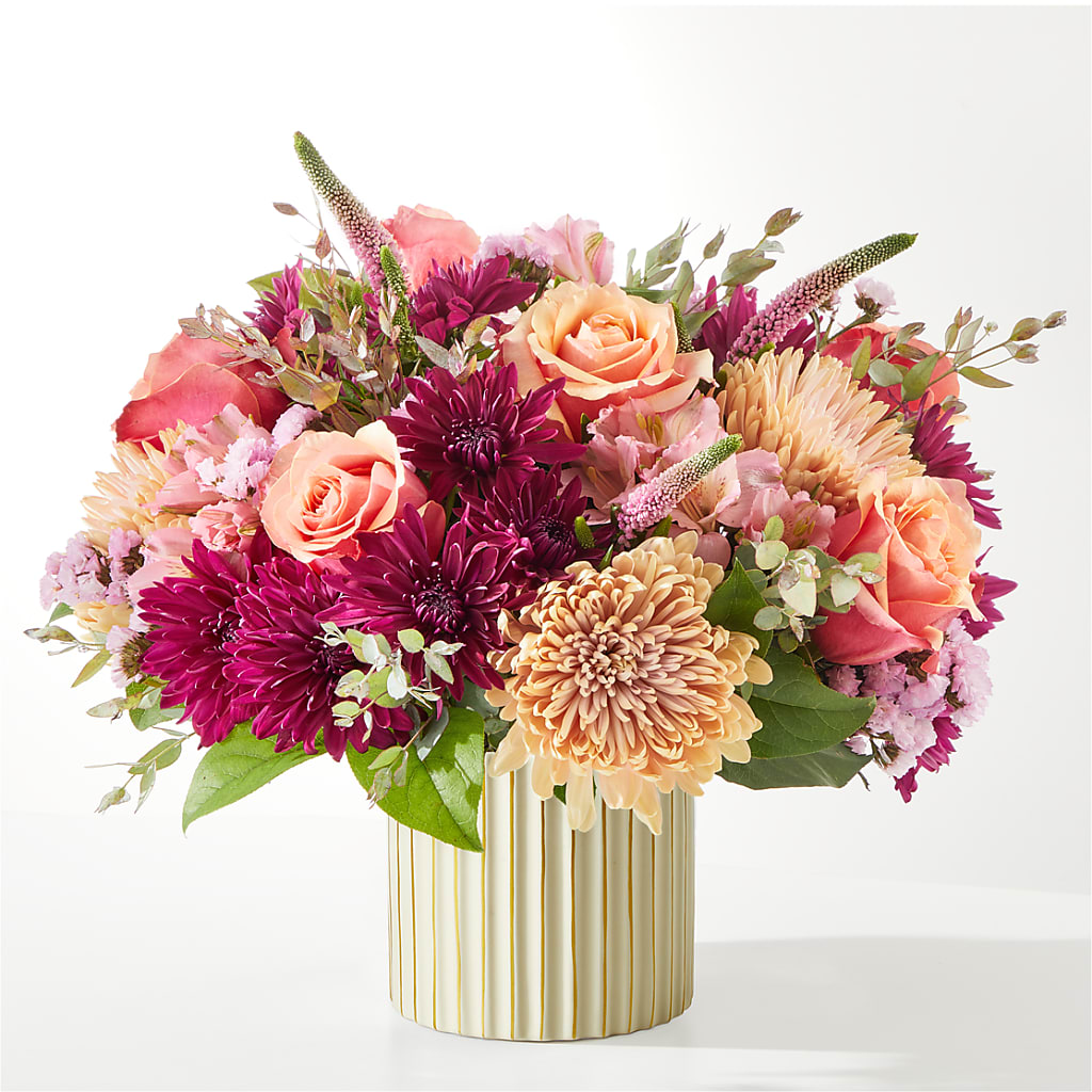 Berry Cobbler Bouquet with Ivory Vase flower arrangement by Honeybee Floral