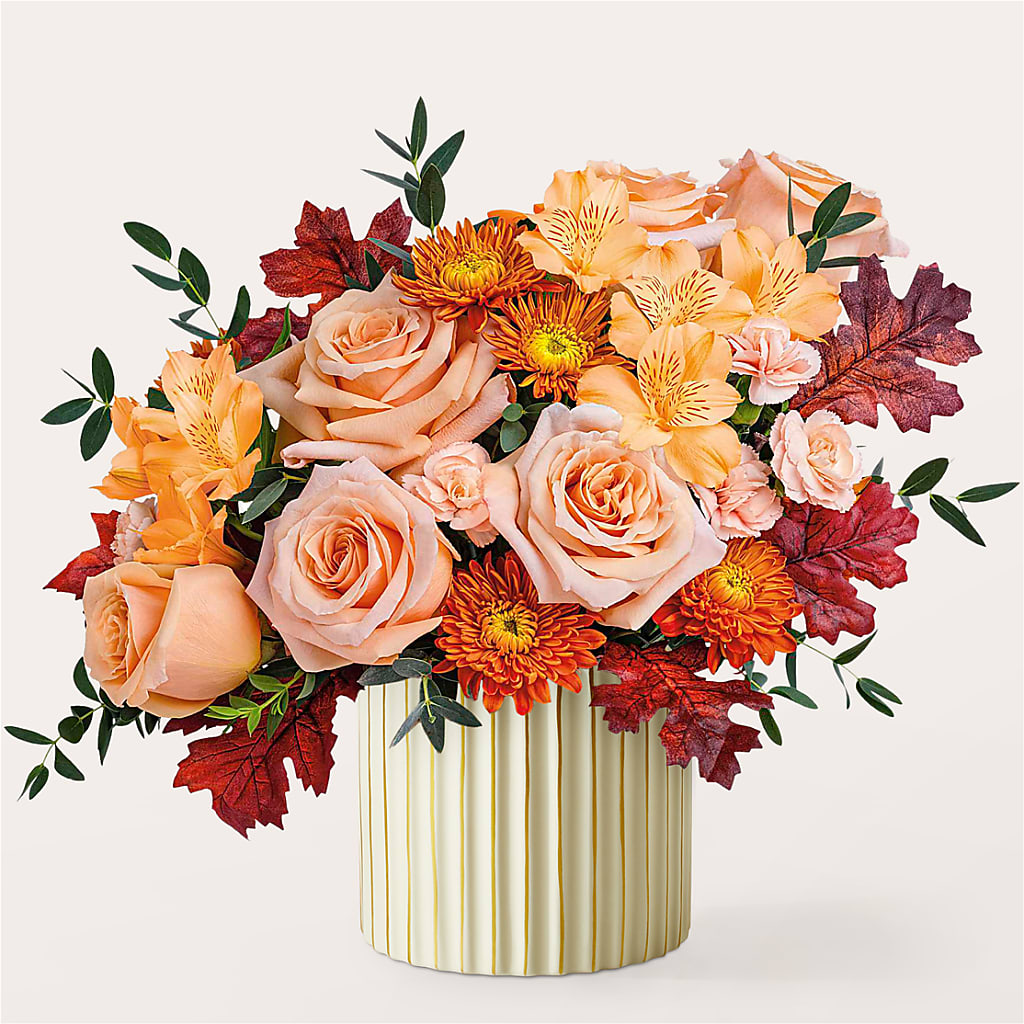 Spiced Latte Bouquet with Ivory Vase flower arrangement by Honeybee Floral