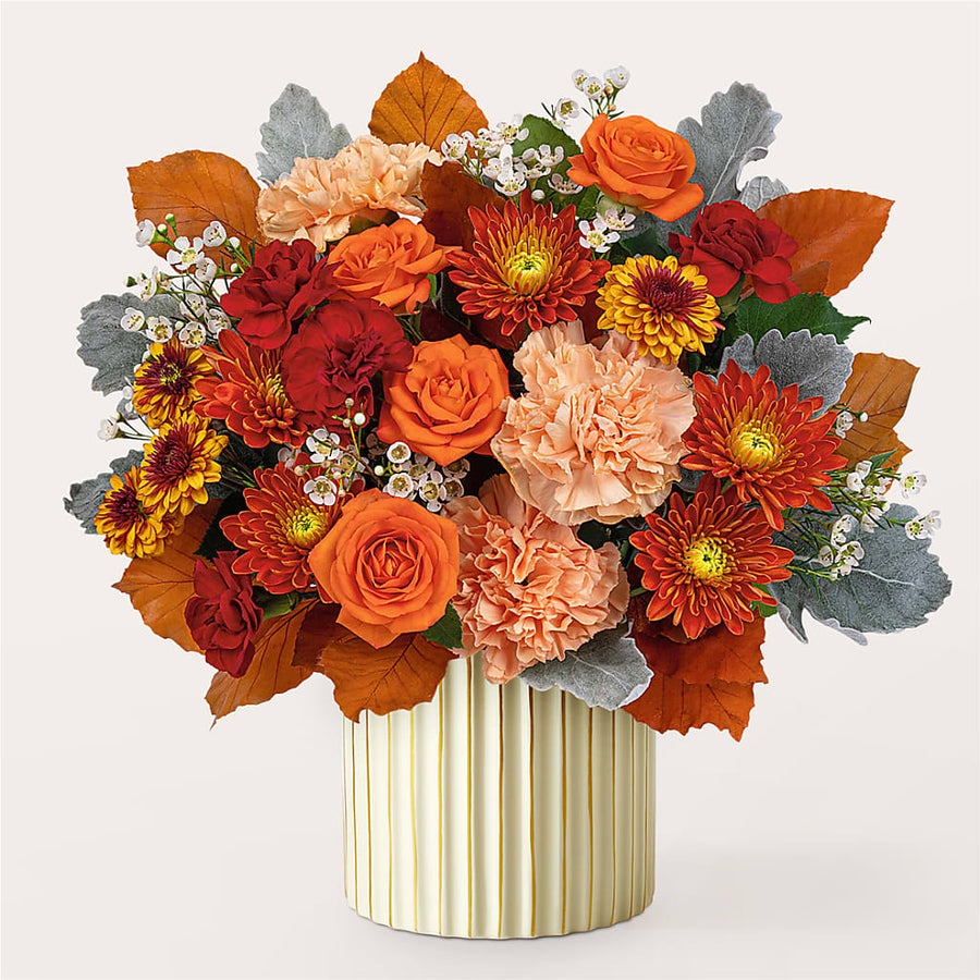 Merlot Bouquet with Ivory Vase flower arrangement by Honeybee Floral