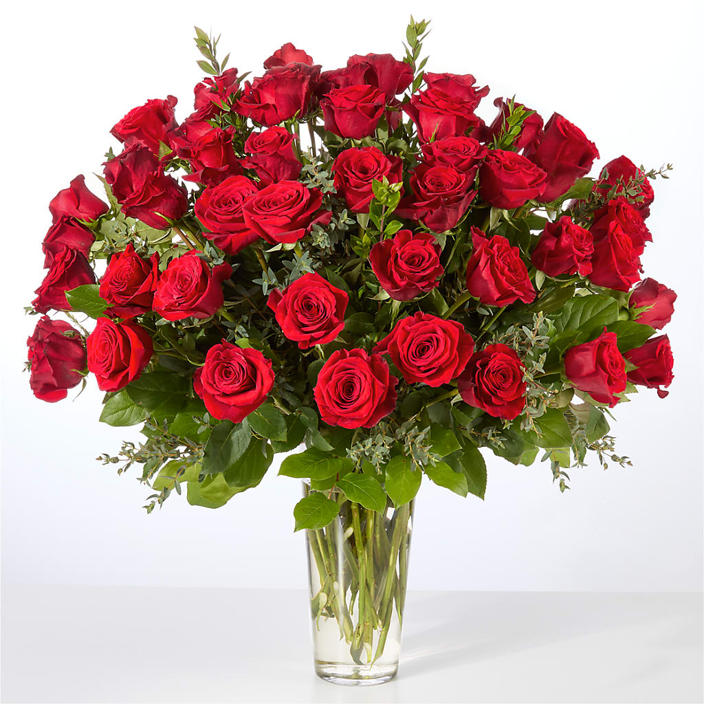 Forever Yours Fifty Stem Red Rose Bouquet flower arrangement by Honeybee Floral