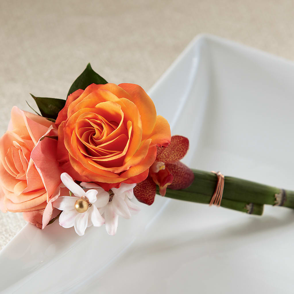 Sunset Dream Boutonniere flower arrangement by Honeybee Floral