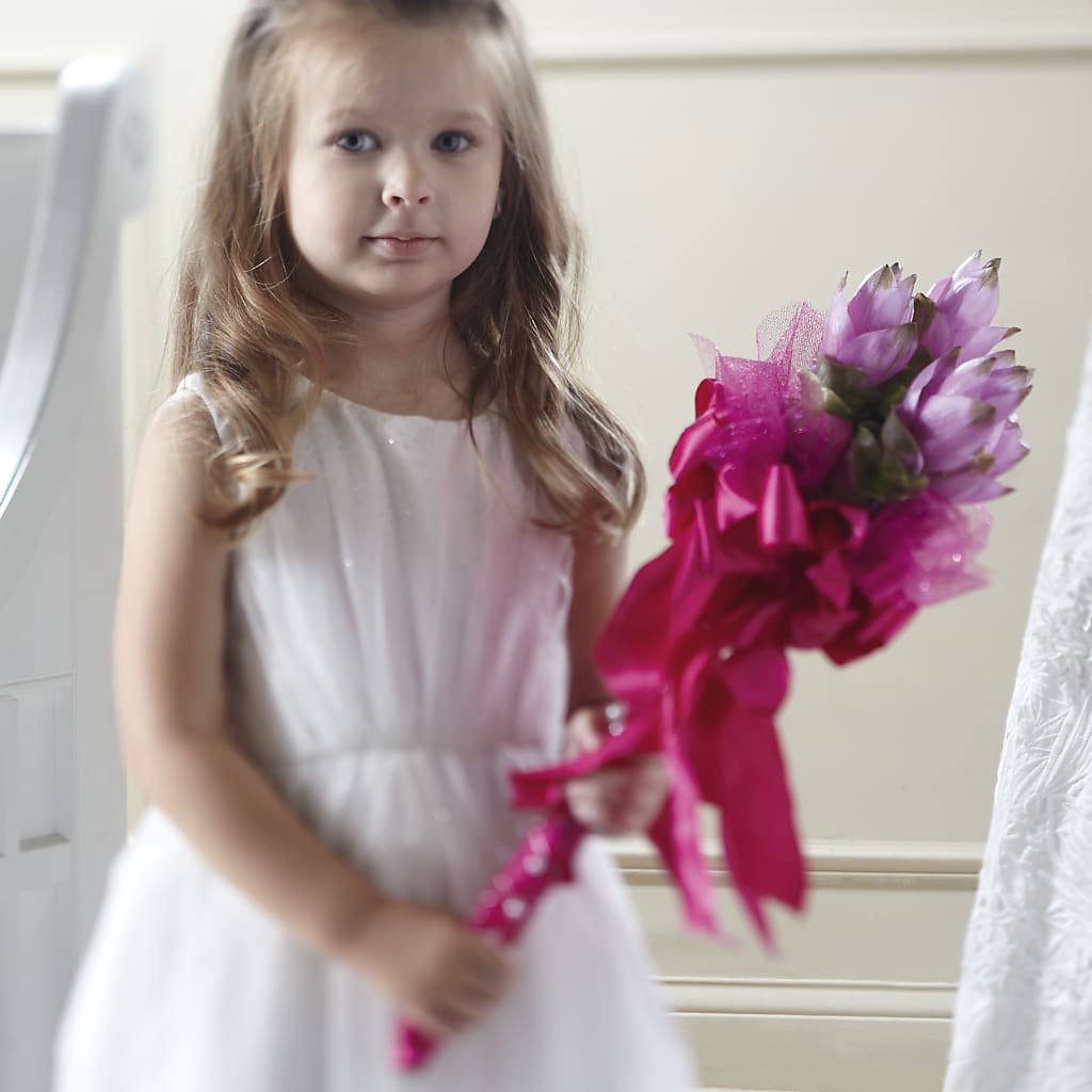 Sparkle Pink Flower Girl Bouquet flower arrangement by Honeybee Floral