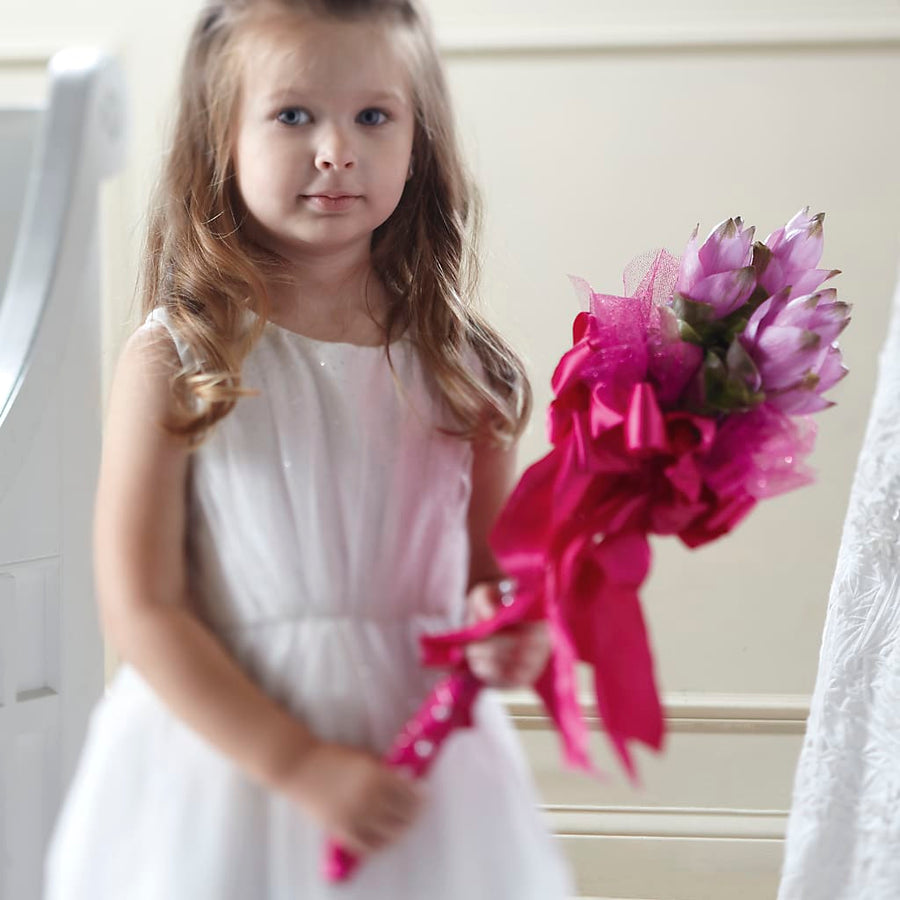 Sparkle Pink Flower Girl Bouquet flower arrangement by Honeybee Floral